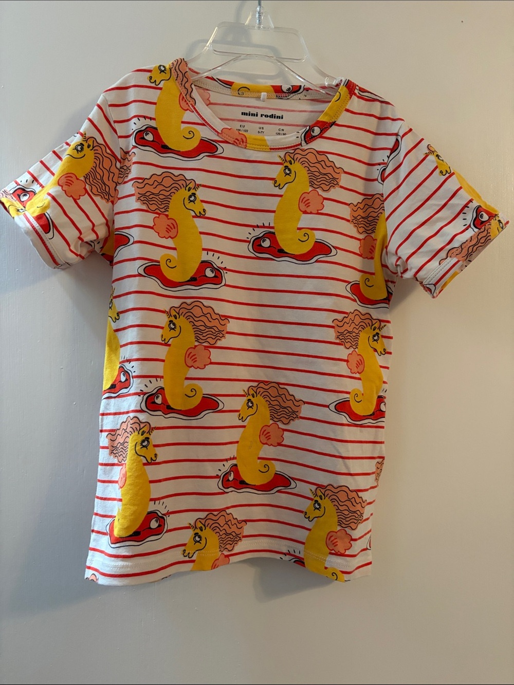 Mini Rodini Yellow Seahorse Stripe Tee